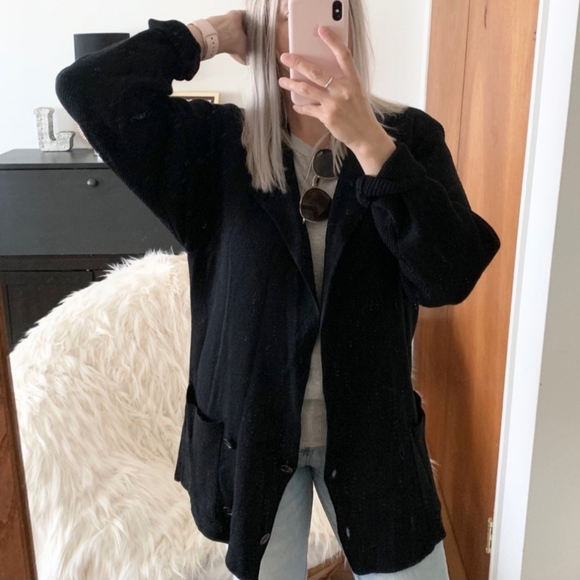 Vintage Ellen Tracy Black Double Breasted Cardigan - Picture 3 of 10